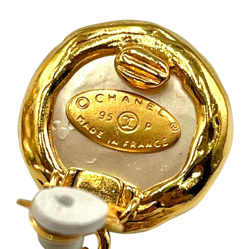 CHANEL Authentic Gold Pearl Logo Earrings - Picture 5 of 8